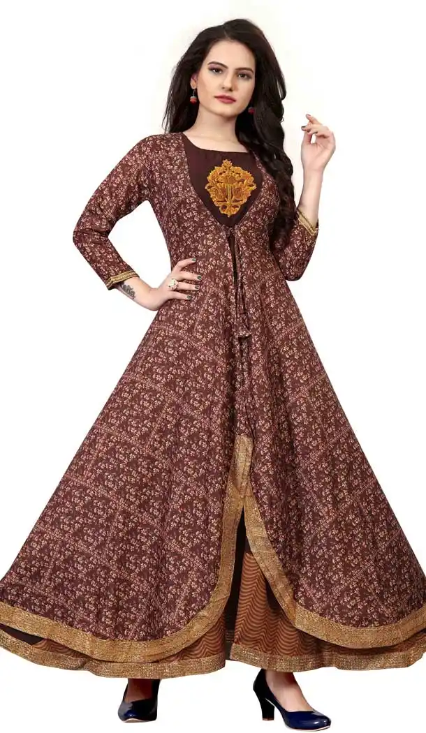 Enigmatic Multi Color Muslin Silk Designer Printd Readymade Kurtis -486121562