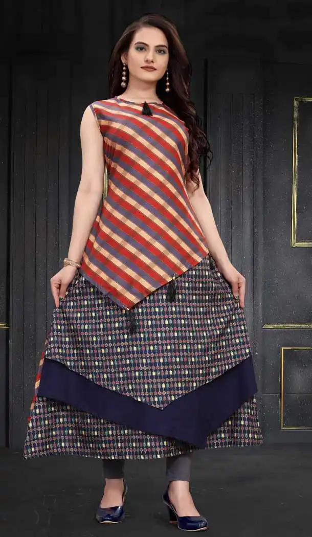 Multi Color Maslin Silk Digital Printed Readymade Gown Dress -497121657