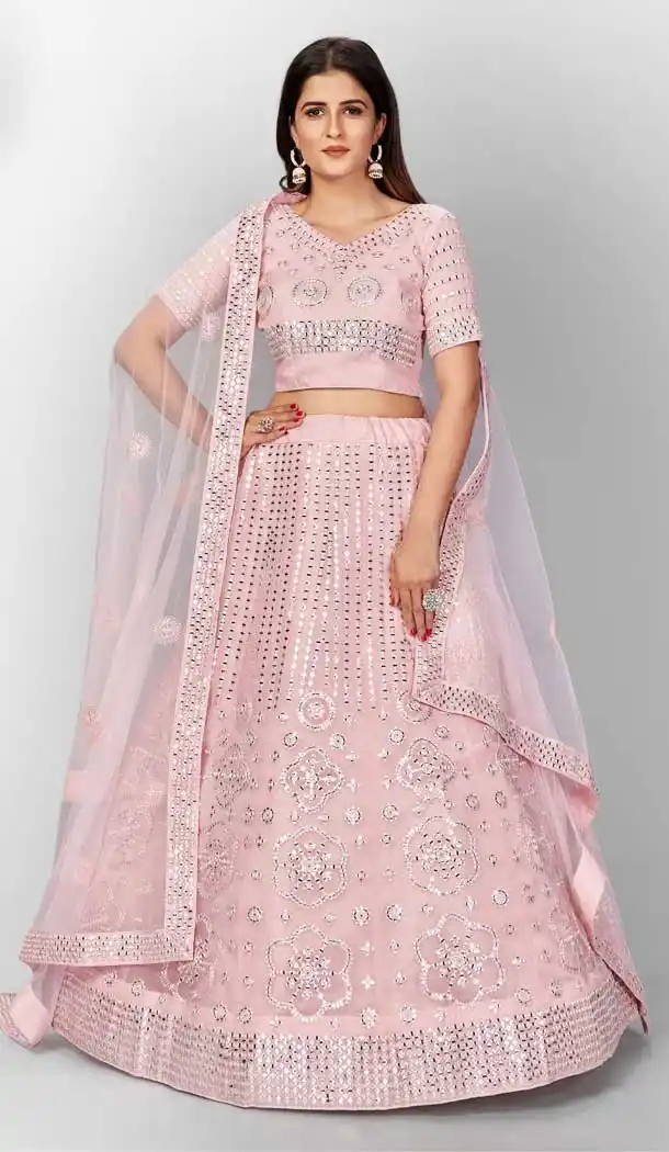 Pretty Pink Color Organza Heavy Designer Bridal Wear Lehenga Choli -506121733