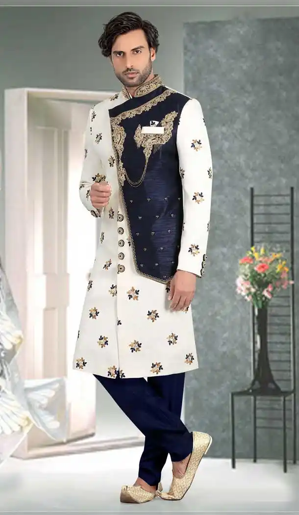 Ravishing Off White Color Brocade Designer Bridal Wedding Wear Men Sherwani -516121882