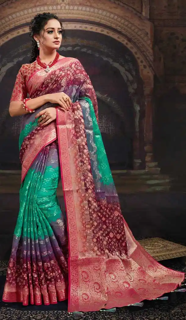Rose Pink Color Chanderi Jacquard Traditional Wear Designer Saree Blaouse -520121904