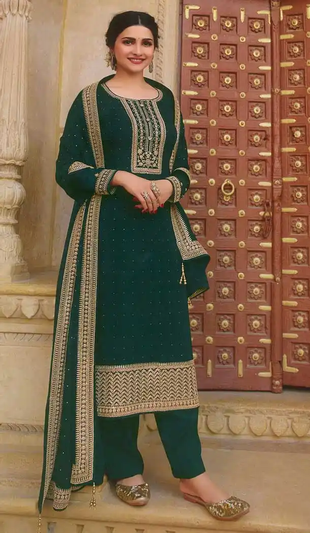 Green Color Faux Georgette Bollywood Actress Prachi Desai Salwar Kameez -526121988
