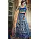 Blue Color Velvet Heavy Designer Bridal Wedding Wear Lehenga Choli -536122031