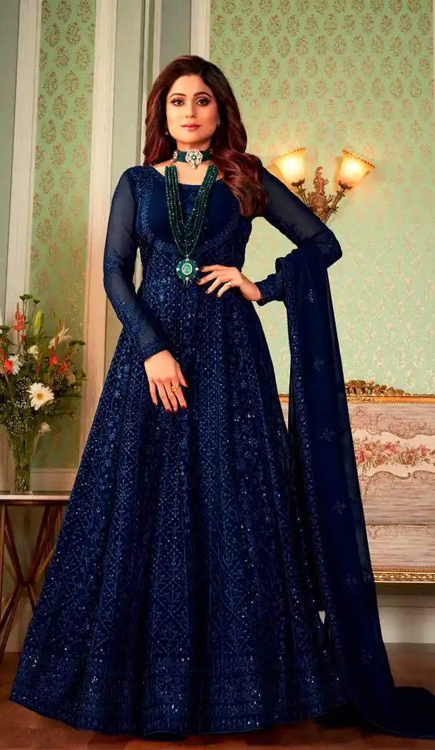 Blue Color Georgette Designer Party Wear Anarkali Salwar Suit -542122118