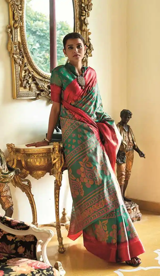 Vivacious Green Color Cotton Brasso Designer Casual Office Wear Saree -556122236