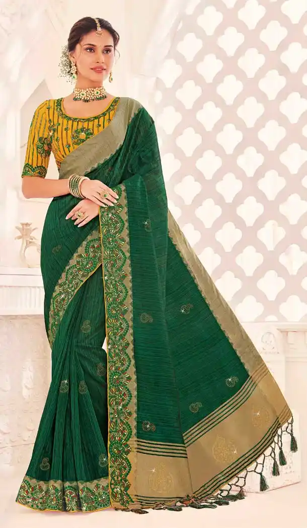 Adorable Green Color Silk Designer Traditional Wear Saree Blouse -551122184