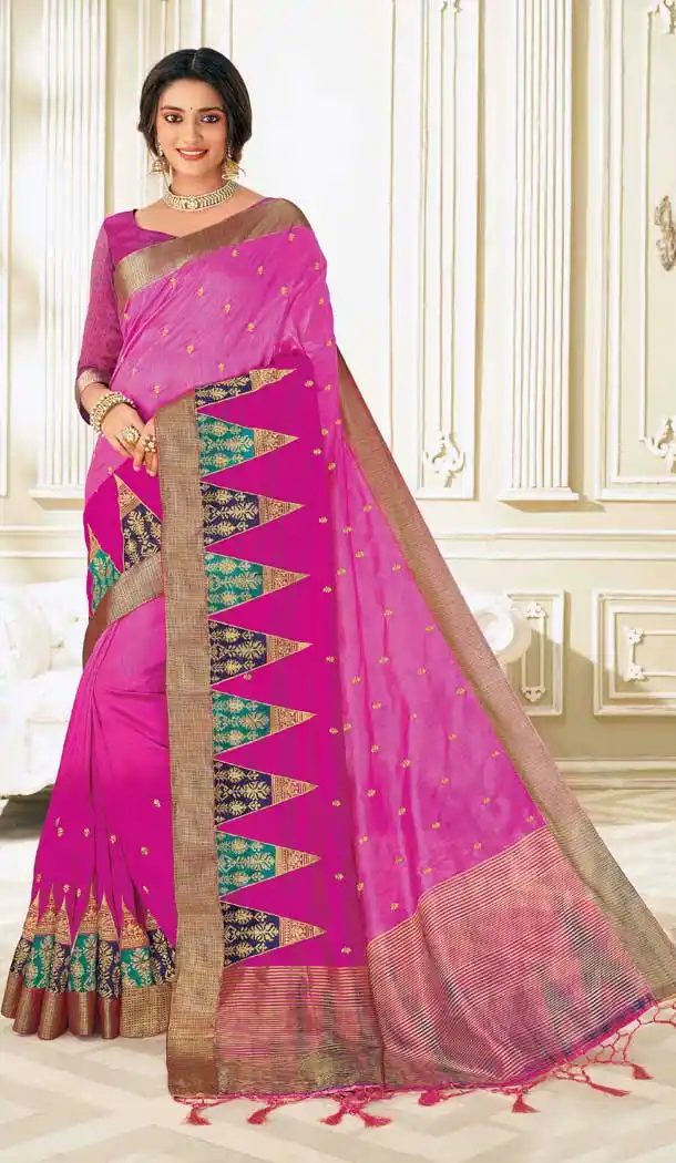 Pink Color Raw Silk Traditional Party Wear Women Saree Blouse -552122215