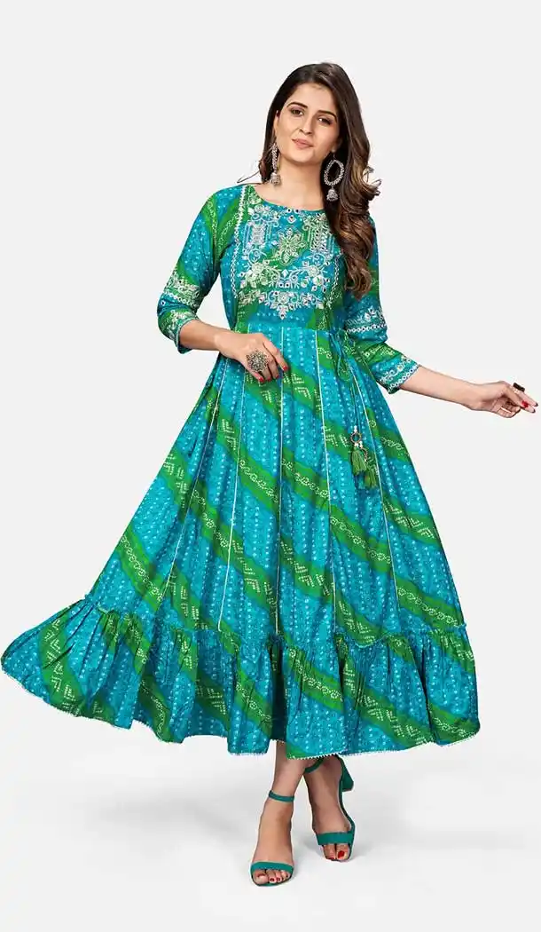 Sky Blue Color Cotton Designer Casual Party Wear Readymade Kurti -562122276