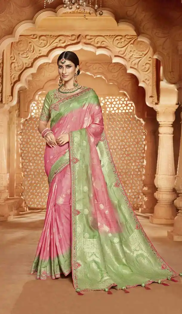 Pink Color Dola Silk Designer Traditional Wedding Wear Saree Blouse -88897571