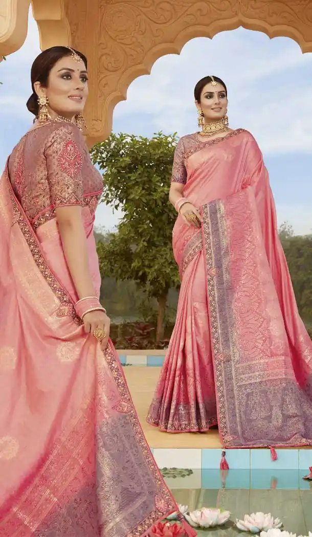 Pink Color Dola Silk Designer Traditional Wedding Wear Saree Blouse -88897573
