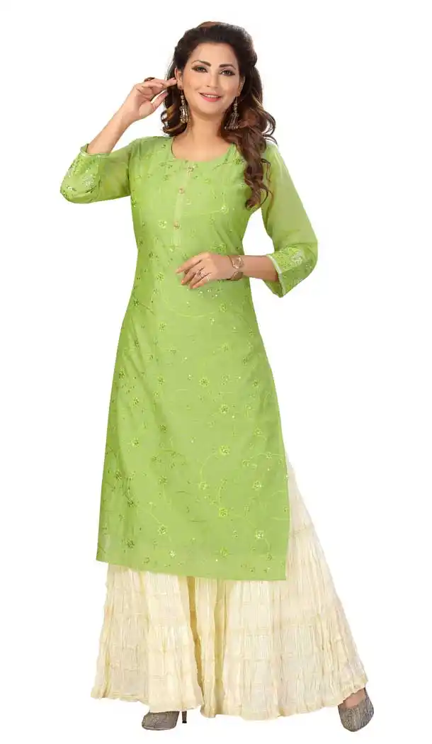 Light Green Color Chanderi Embroidered Readymade Designer Salwar Kameez -573122446