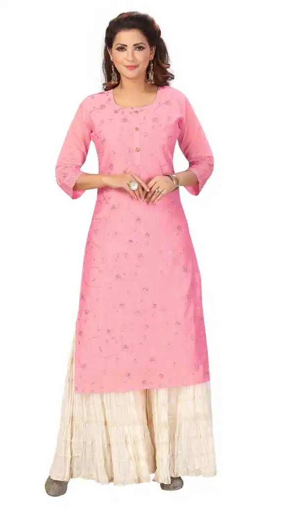 Aesthetic Pink Color Chanderi Embroidered Readymade Designer Salwar Kameez -573122447