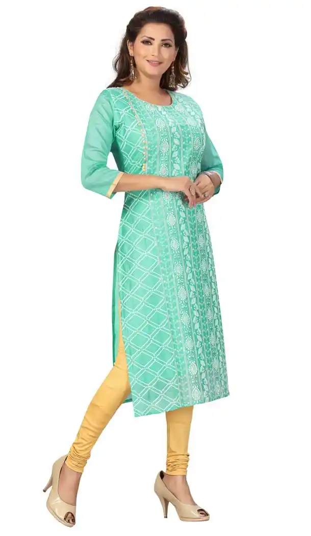 Majesty Firozi Color Chanderi Embroidered Readymade Designer Salwar Kameez -573122448