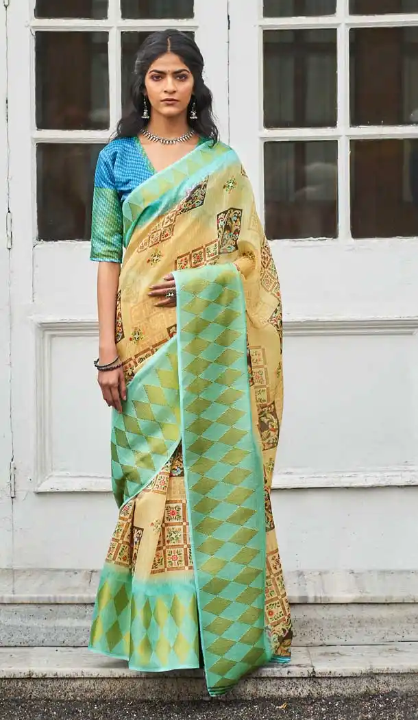 Multi Color Fancy Soft Linen Casual Office Wear Saree Blouse -576122491