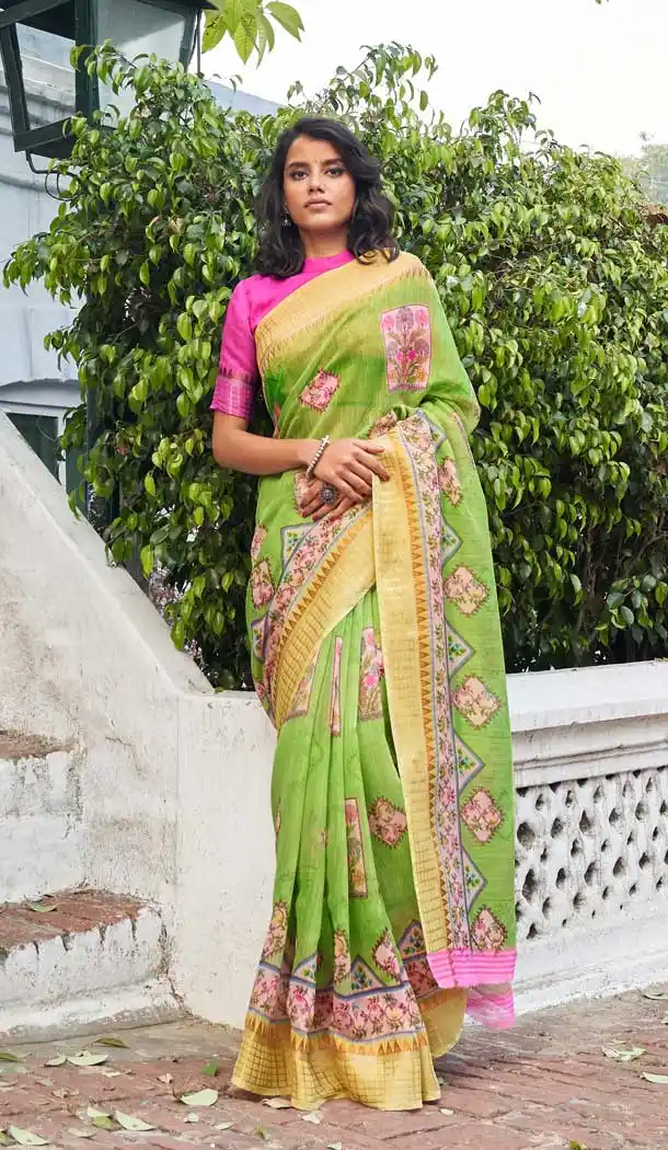 linen casual party wear saree online uk -576122497