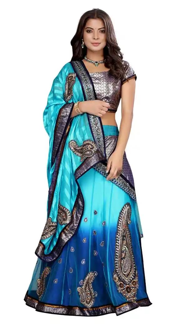 Blue Color Net Embroidery Designer Traditional Party Wear Lehenga Choli -88977628