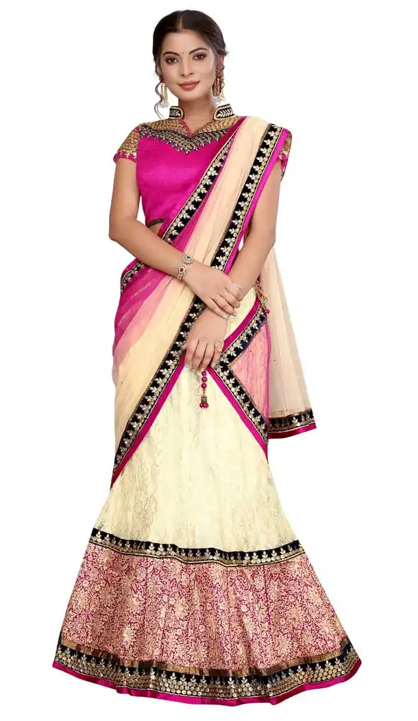 Sparkling Beige Color Net Embroidery Designer Traditional Party Wear Lehenga Choli -88977636