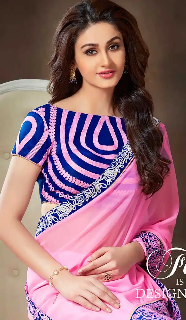 Light Pink Color Georgette Designer Casual Party Wear Saree Blouse -604122676