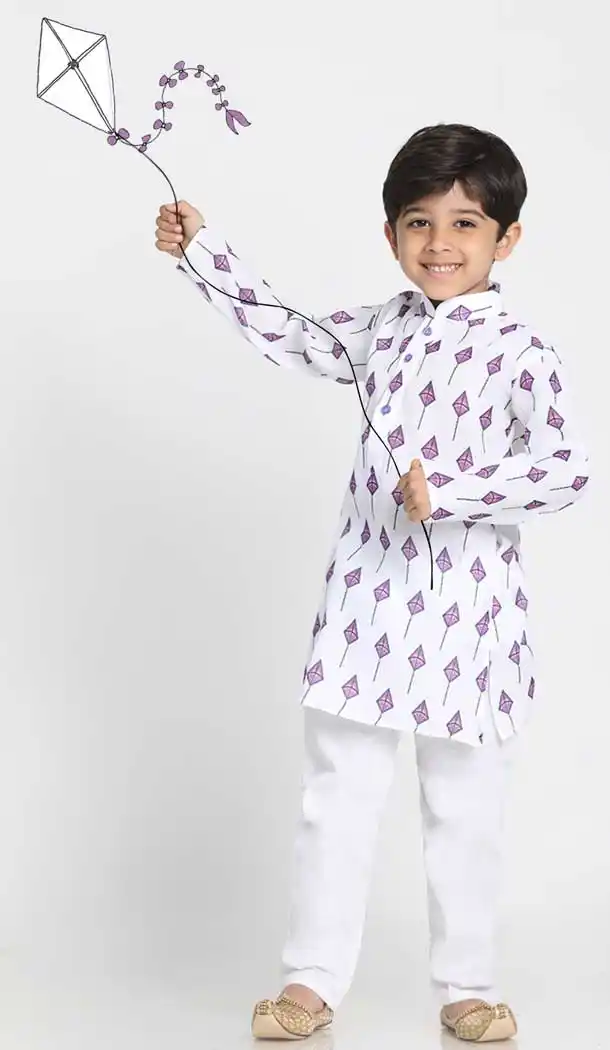 Heavy White Color Cotton Blend Kids Boy Wear Readymade Kurta Pajama -606122713