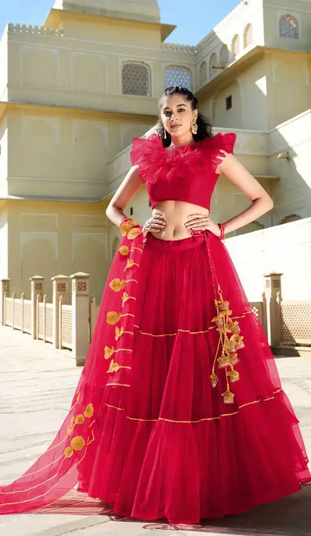 Rani Pink Color Butterfly Net Designer Fancy Party Wear Lehenga Choli -641123059
