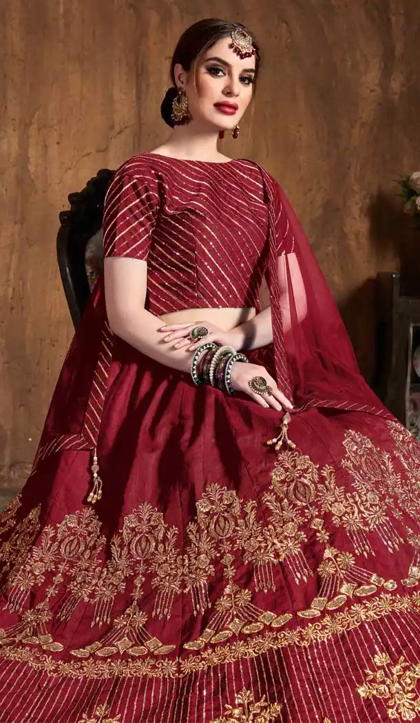Red Color Art Silk Designer Wedding Sangeet Wear Lehenga Choli -645123108