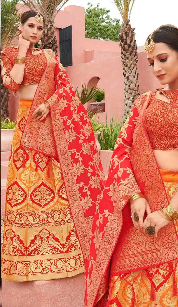 Majesty Yellow Color Banarasi Silk Jacquard Designer Party Wear Lehenga Choli -648123159
