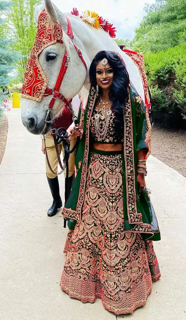 Green Color Markable Velvet Designer Wedding Wear Lehenga Choli -662123298