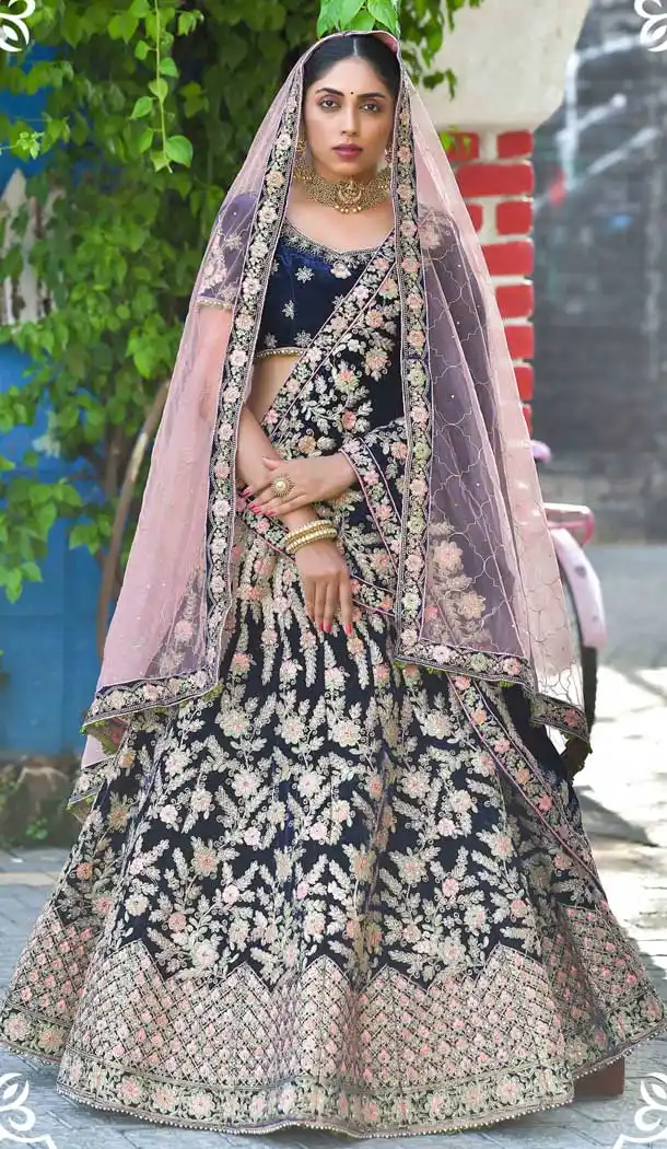 Maroon Color Velvet Heavy Designer Bridal Wedding Wear Lehenga Choli -664123311