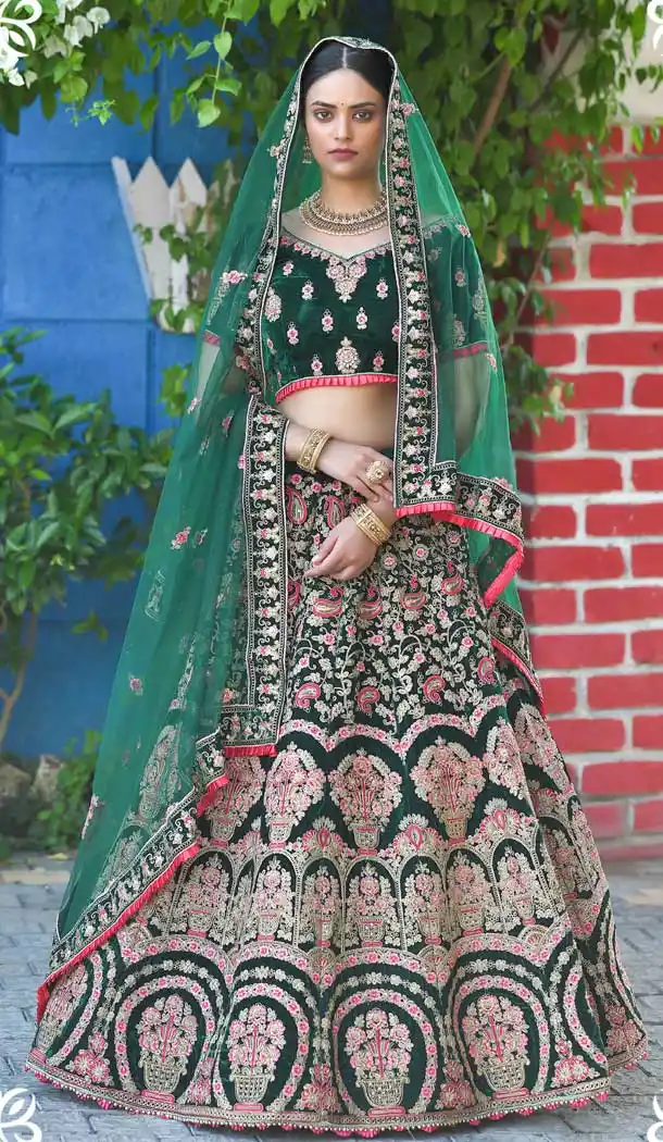 Maroon Color Velvet Heavy Designer Bridal Wedding Wear Lehenga Choli -664123311