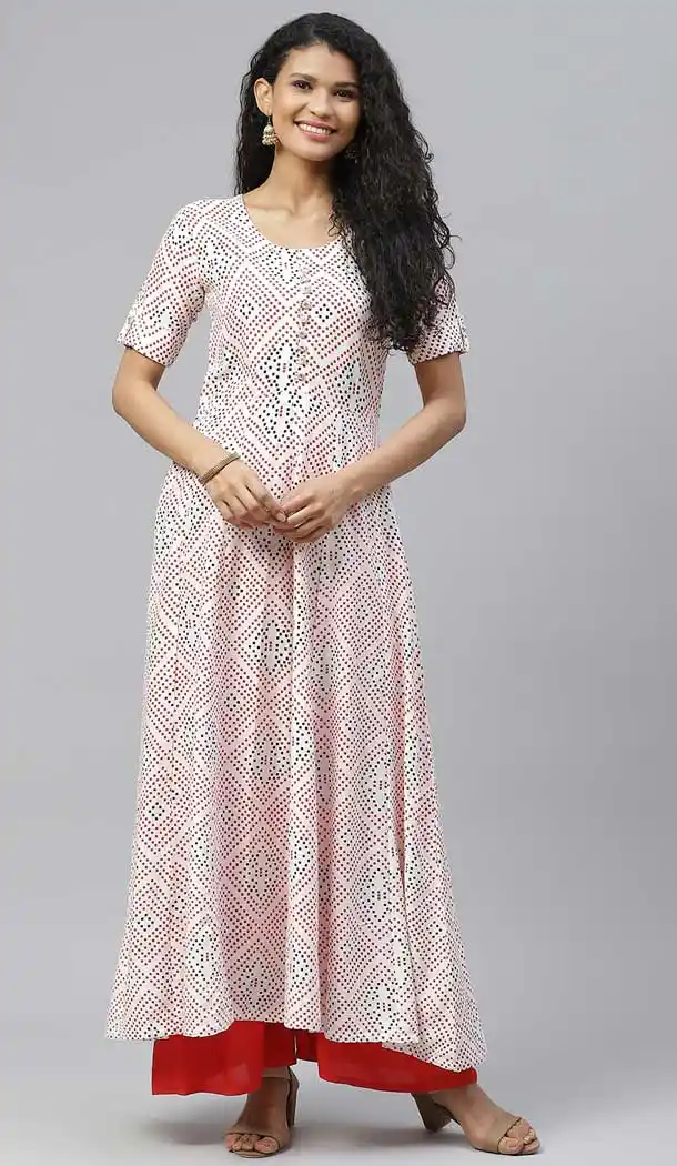 Magnificient White Color Rayon Designer Party Wear Readymade Aanarkali Kurti -665123325