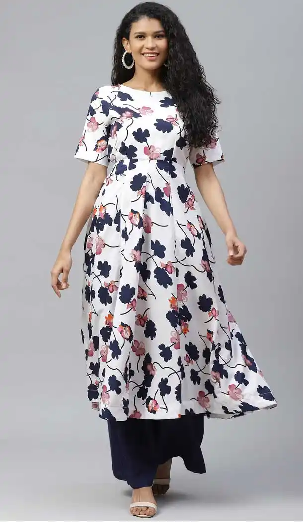 Luscious White Color Crepe Designer Party Wear Readymade Aanarkali Kurti -665123334