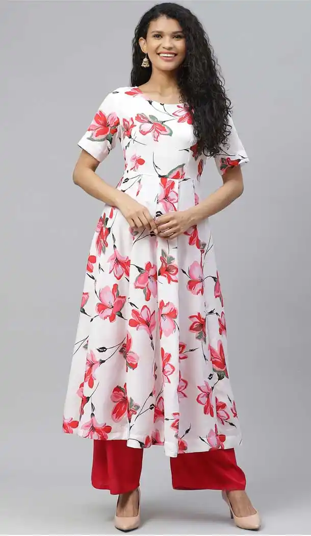 Aesthetic White Color Crepe Designer Party Wear Readymade Aanarkali Kurti -665123341