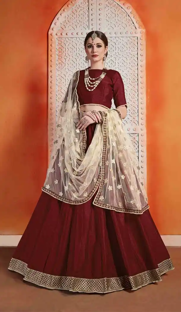 Maroon Color Art Silk Designer Bridal Party Wear Lehenga Choli -702123776