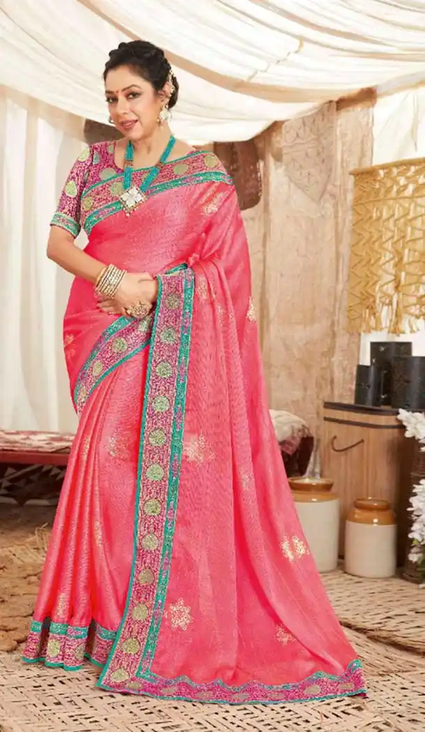 Pink Color Art Silk Designer Traditional Party Wear Saree Blouse -733124102