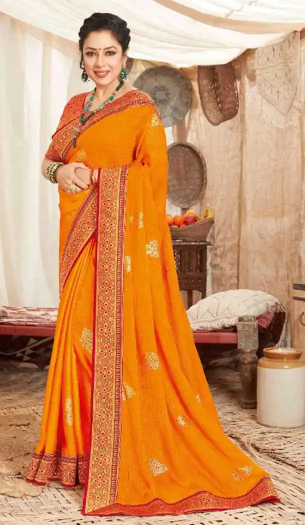 Orange Color Art Silk Designer Traditional Party Wear Saree Blouse -733124104