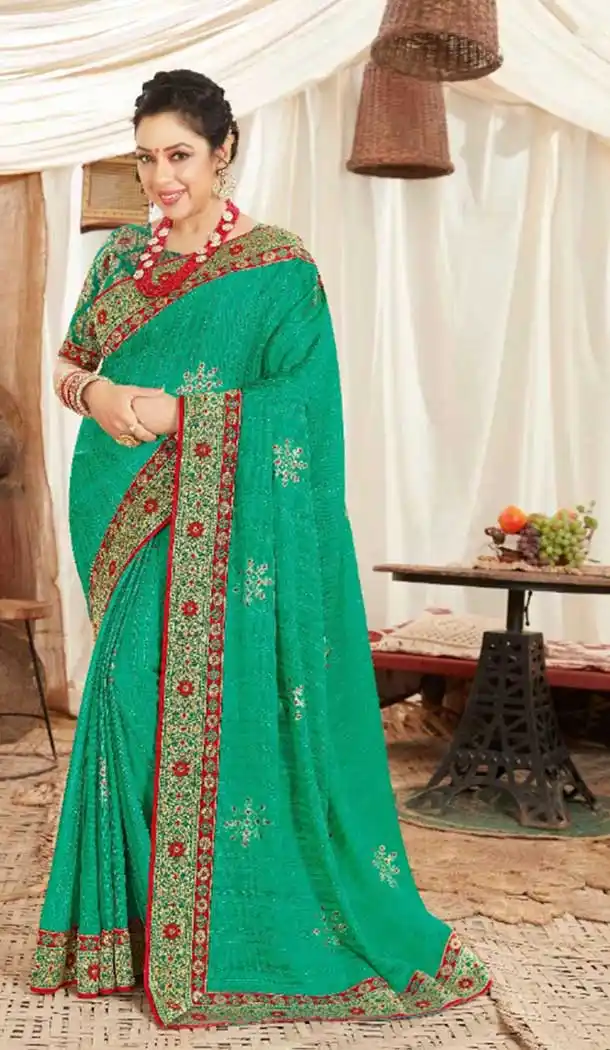 Green Color Art Silk Designer Traditional Party Wear Saree Blouse -733124110