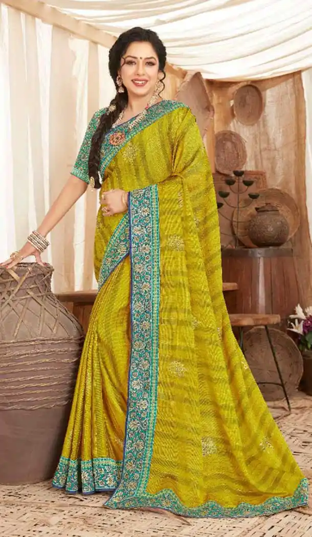 Lemon Color Art Silk Designer Traditional Party Wear Saree Blouse -733124112
