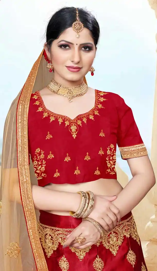 Maroon Color Silk Blend Designer Traditional Wear Lehenga Choli -736124133