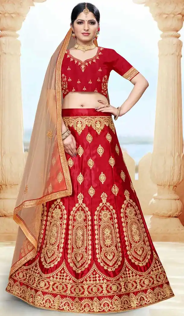 Maroon Color Silk Blend Designer Traditional Wear Lehenga Choli -736124133