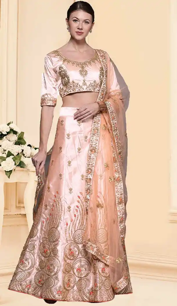 Baby Pink Color Silk Designer Traditional Wear Lehenga Choli -737124137