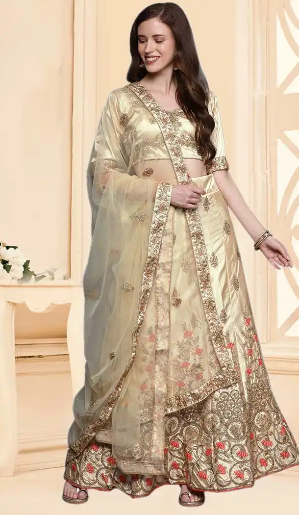 Luscious Beige Color Silk Designer Traditional Wear Lehenga Choli -737124138