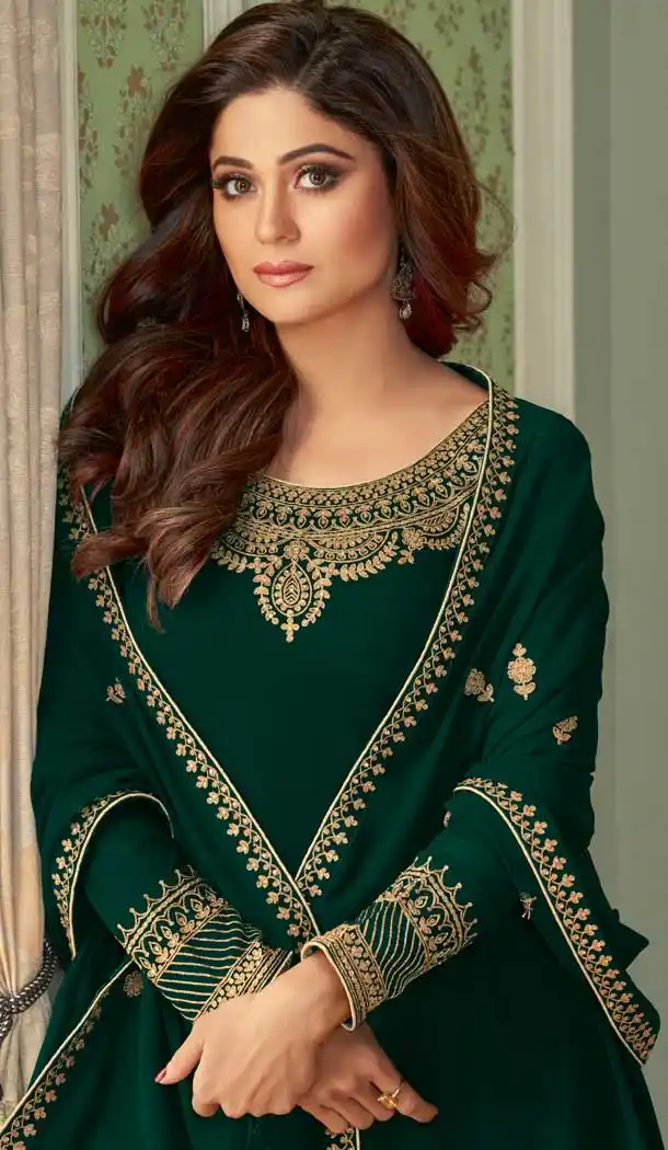 Green Color Real Georgette Heavy Designer Party Wear Salwar Suit -764124454