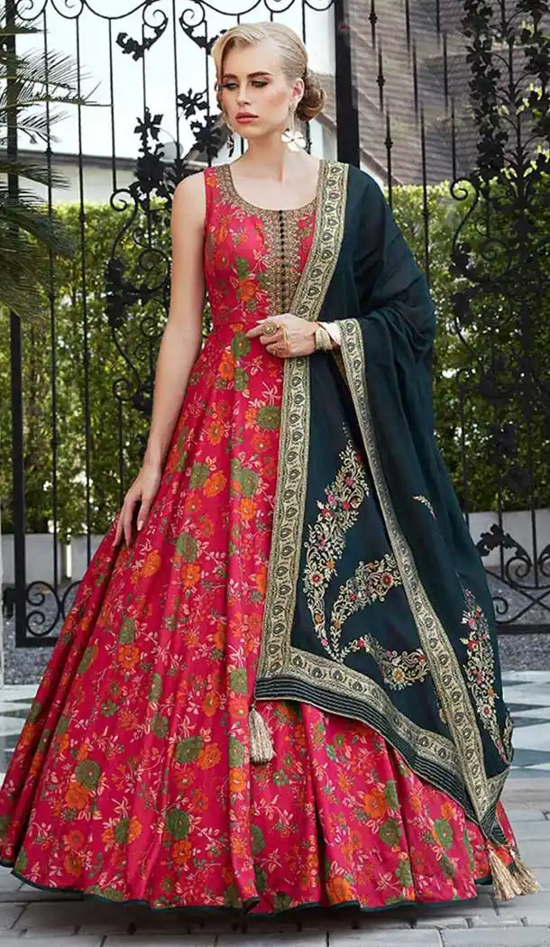 Pink Color Pure Killer Designer Party Wear Readymade Gown Suit -766124460