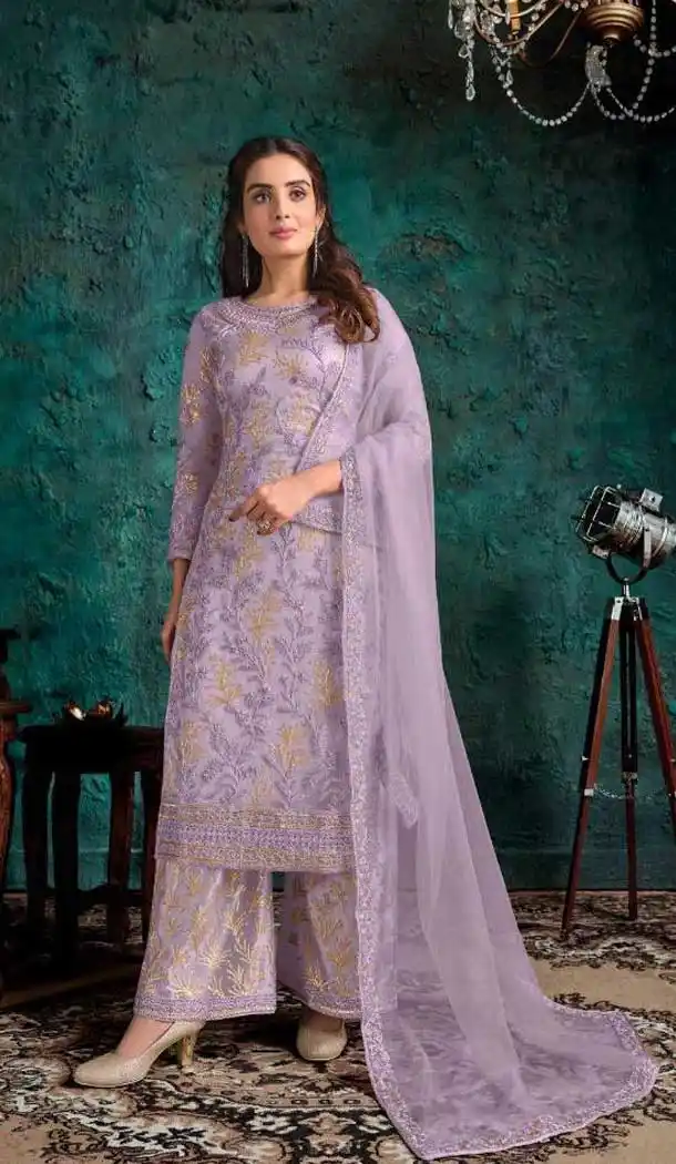 Purple Color Soft Net Designer Party Wear Pakistani Style Palazzo Suit -770124485