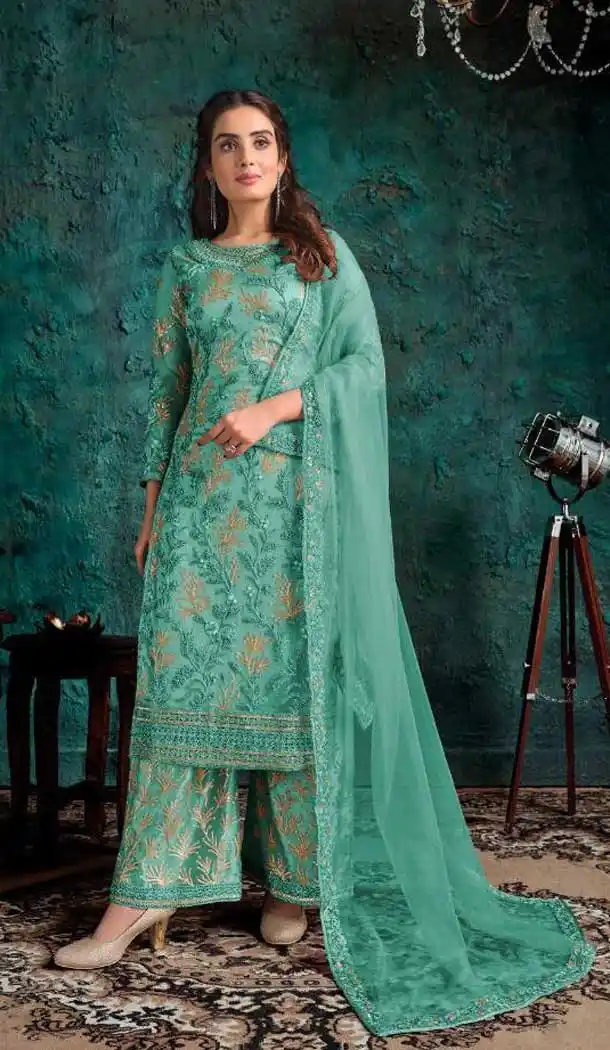 Rama Color Soft Net Designer Party Wear Pakistani Style Palazzo Suit -770124486
