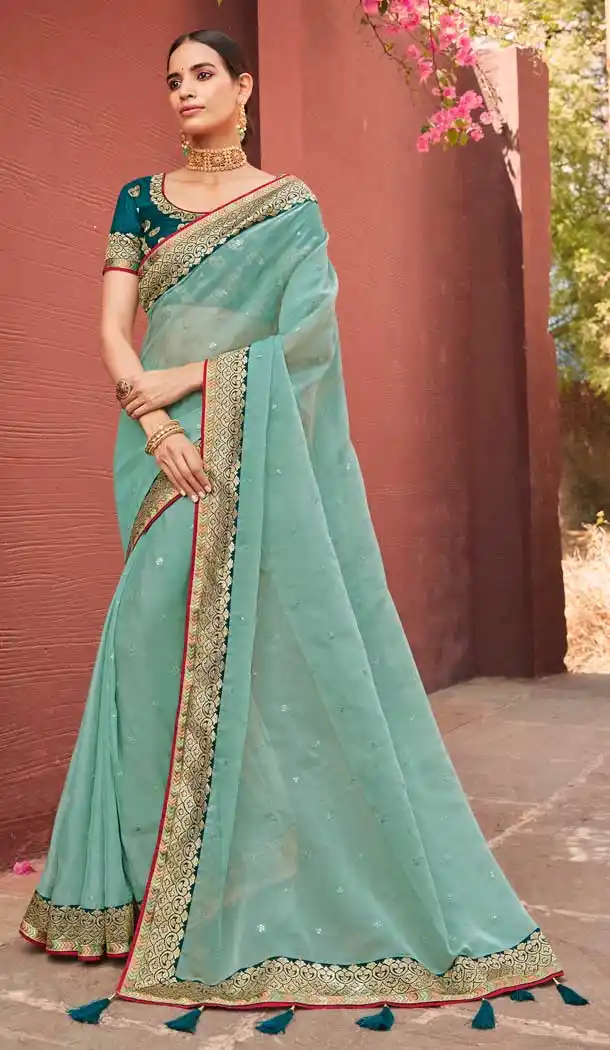Rama Color Soft Organza Designer Traditional Festive Wear Saree -771124491