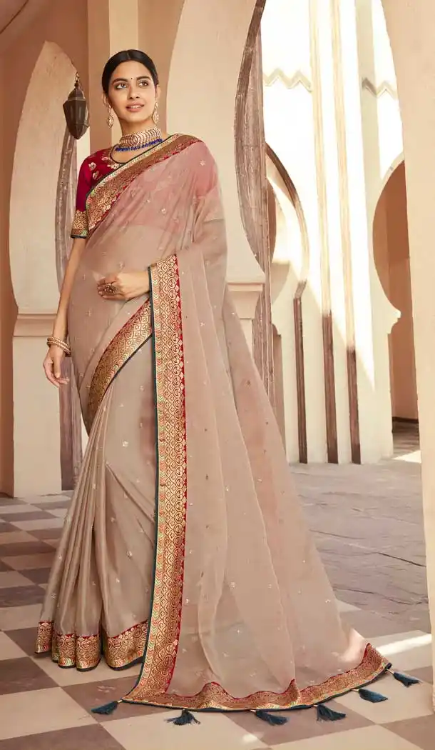 traditional half soft organza saree designs -771124492