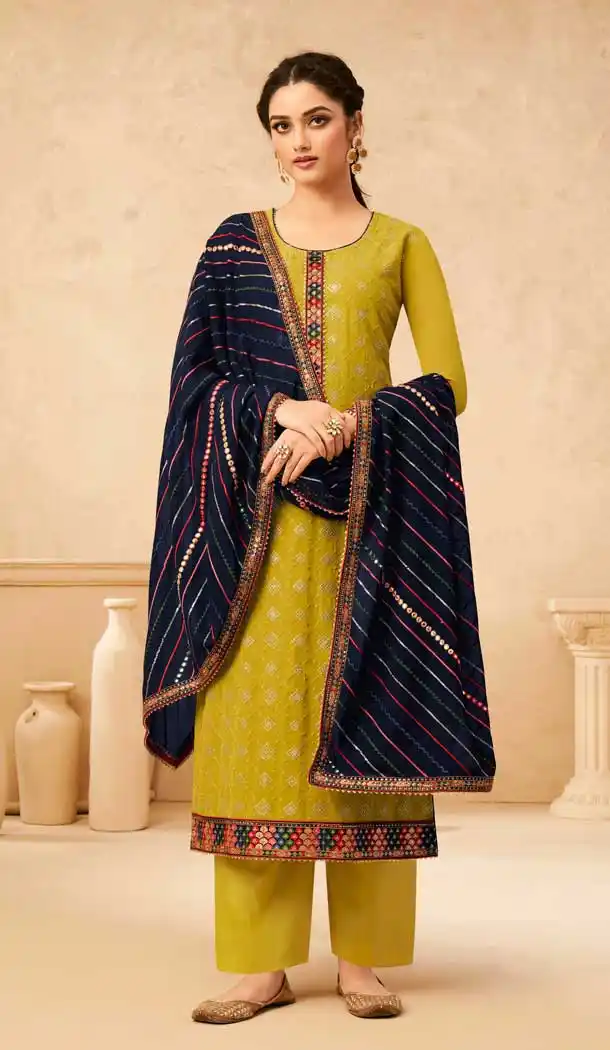 Ethnic Yellow Color Real Georgette Designer Party Wear Salwar Suit -778124543