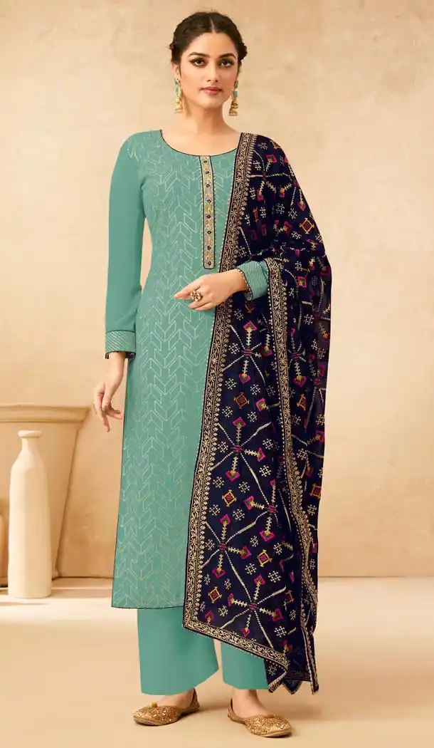 Sea Green Color Real Georgette Designer Party Wear Salwar Suit -778124545