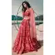 Gajari Red Color Organza Printed Designer Party Wear Lehenga Choli -794124661